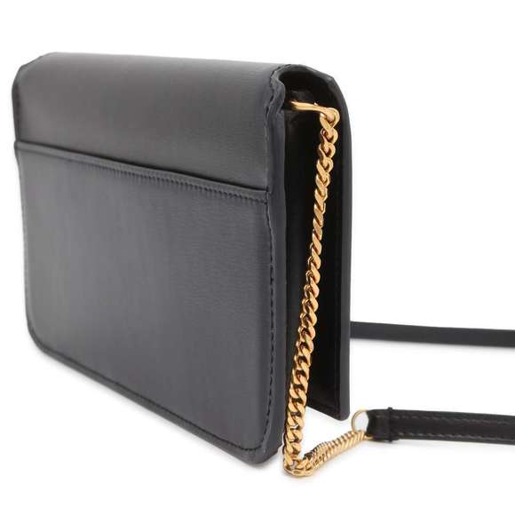 Saint Laurent Phone Paris Holder Chain Shoulder Bag Black Leather - Picture 1 of 5